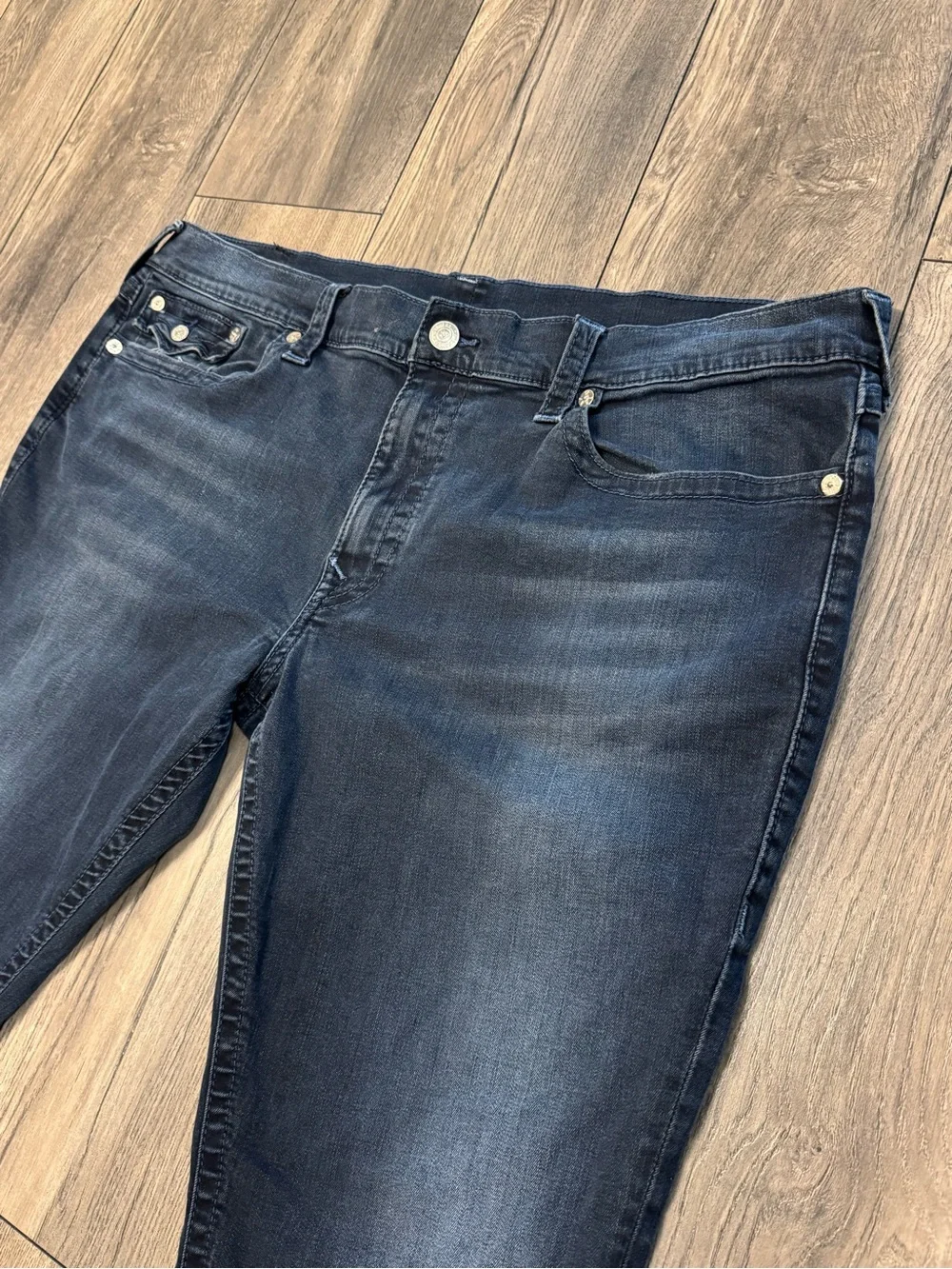 True Religion Geno Relaxed Slim Jeans Mens 44 Dark Wash Stretch Denim